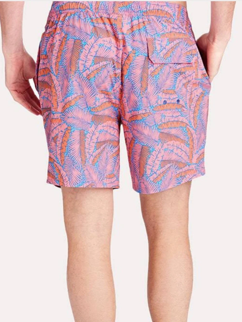 Vineyard Vines island palms Chappy swim trunks 7” inseam coral blue preppy